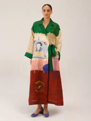 Loft Printed Tie-Up Linen Dress