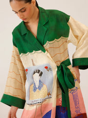 Loft Printed Tie-Up Linen Dress