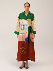 Loft Printed Tie-Up Linen Dress