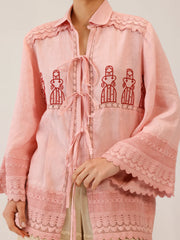 Rose Doll Crosstitch Tie Up Shirt