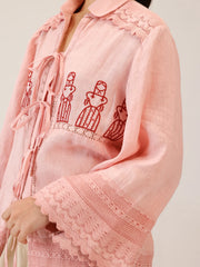 Rose Doll Crosstitch Tie Up Shirt