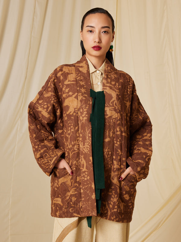 Quilted Front Open Jacket