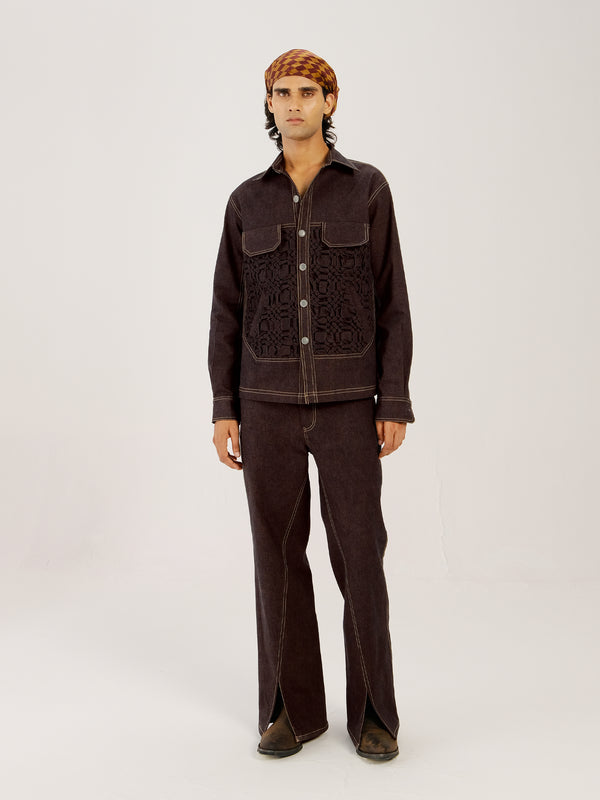 Smocked Collar Jacket Set