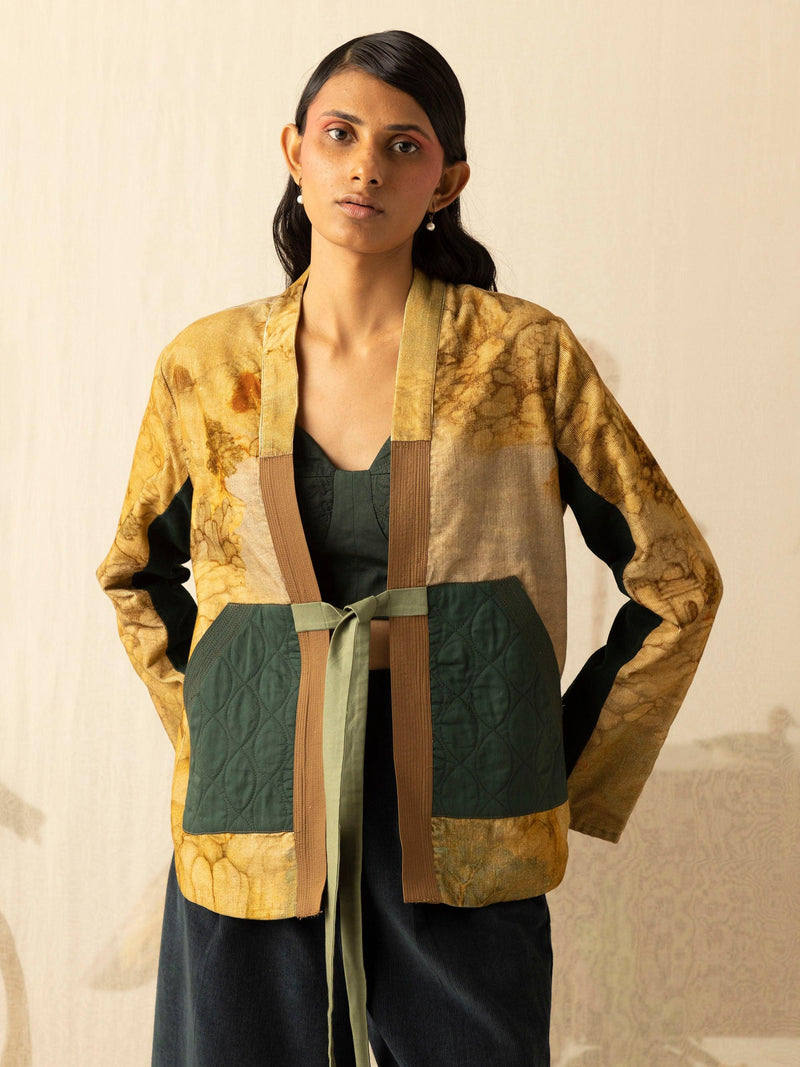 geometrical printed courdoy jacket