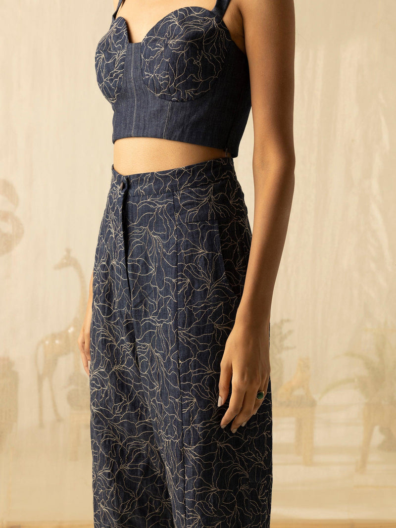 Denim Embroidered Co-ord